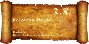 Kolovits Mendel névjegykártya